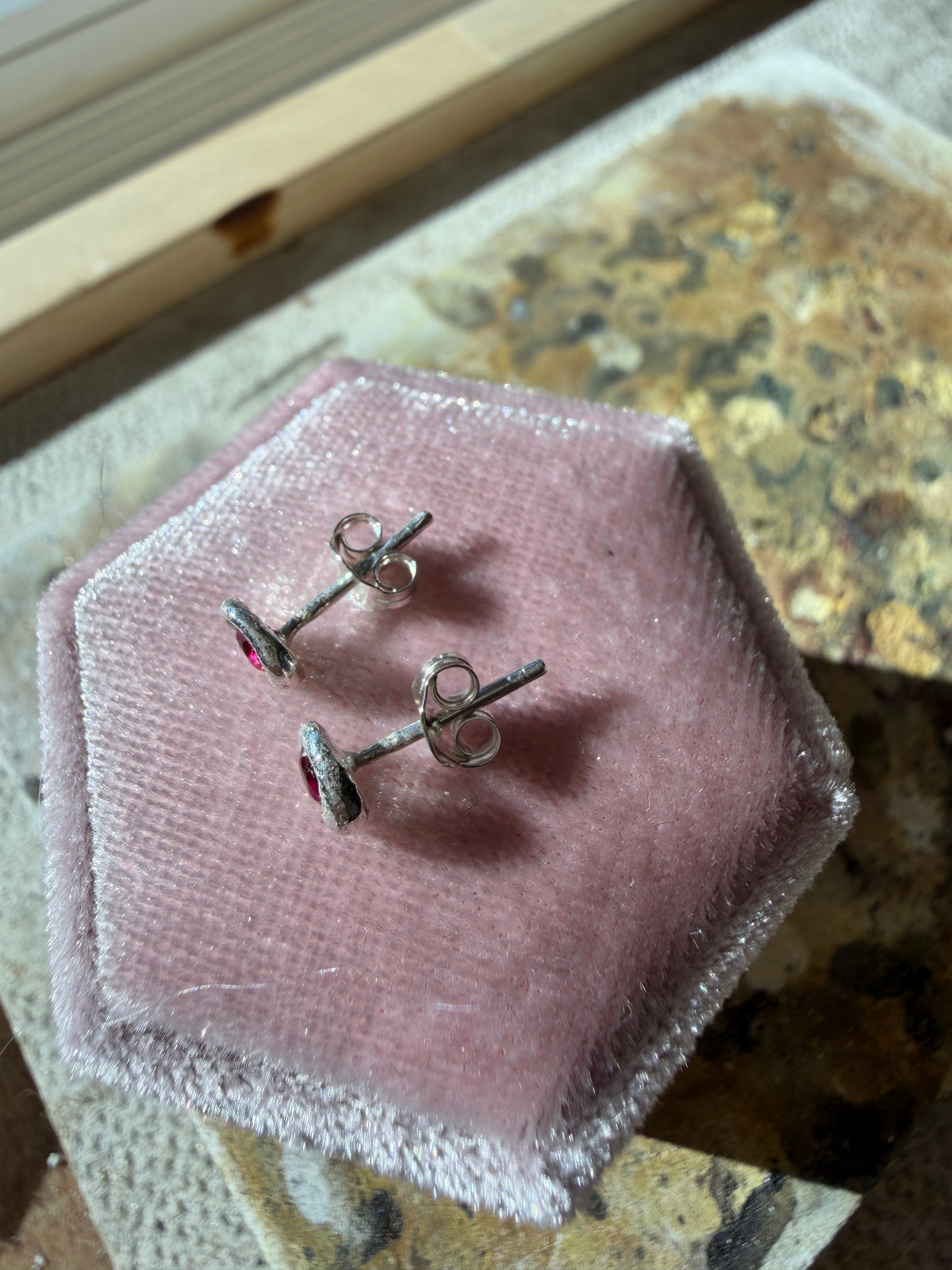 Molten Ruby Stud Earrings