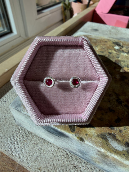 Molten Ruby Stud Earrings